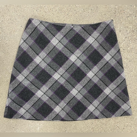 Vintage 35th & 10th Brand wool blend purple/black/gray Plaid Patterned Skirt - Picture 6 of 14